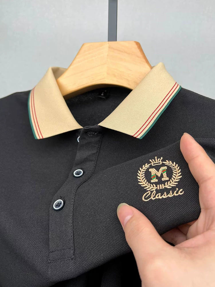 Importé - Polo Brodé Homme Manches Longues En Coton