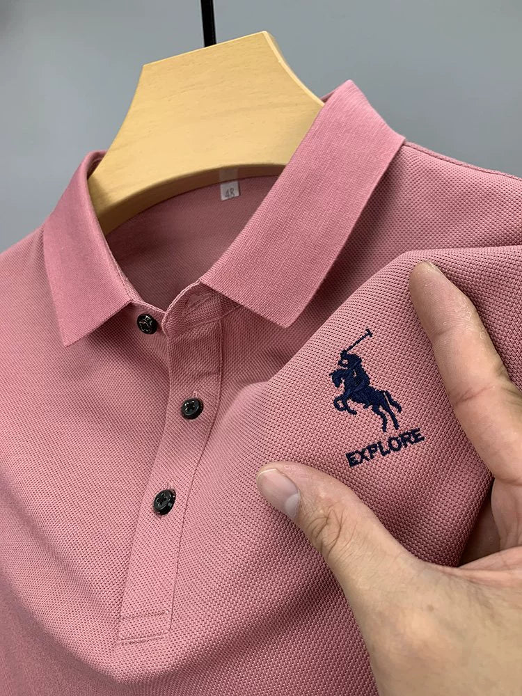 Importé - Polo Brodé Homme Manche Longue Fibres de Coton