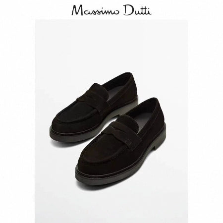 Importé - Massimo Dutti Chaussure Homme Mocassin Confortable 100% Cuir Daim