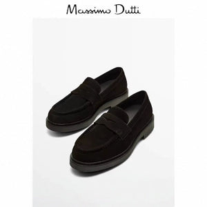 Importé - Massimo Dutti Chaussure Homme Mocassin Confortable 100% Cuir Daim