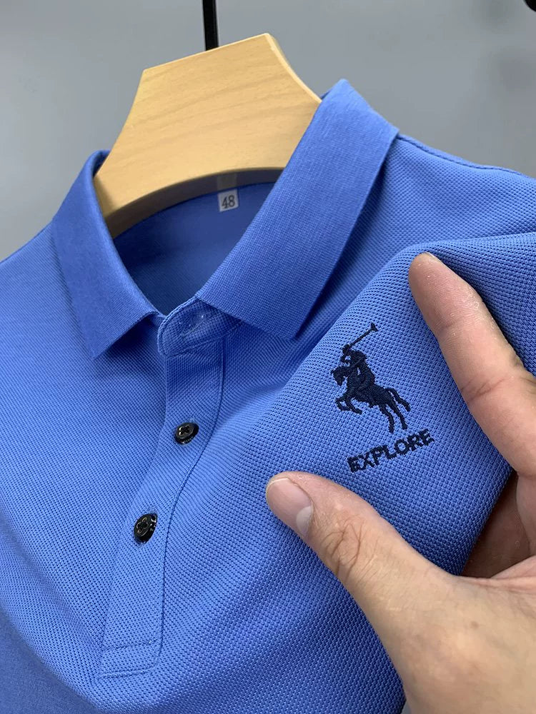 Importé - Polo Brodé Homme Manche Longue Fibres de Coton