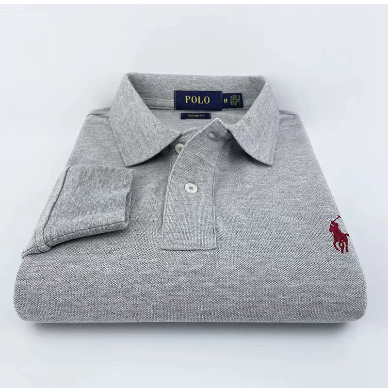 Importé - Polo Pur Coton Homme Décontracté Manche Longue