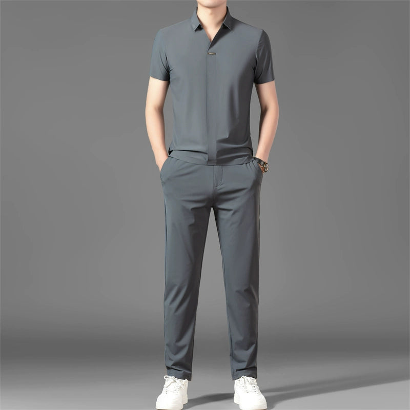 Importé - Ensemble Homme Slim Décontracté Soie Glacé