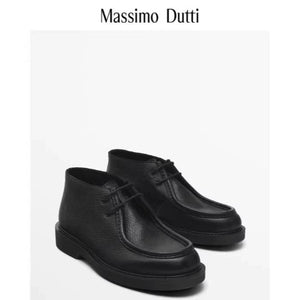 Importé - Massimo Dutti Chaussure Homme Bottes En Cuir Noir