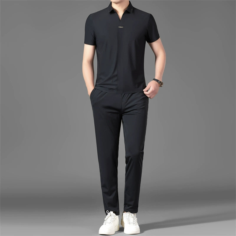 Importé - Ensemble Homme Slim Décontracté Soie Glacé