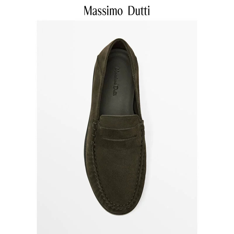 Importé - Massimo Dutti Chaussure Homme Mocassin Rétro Confortable 100% Cuir