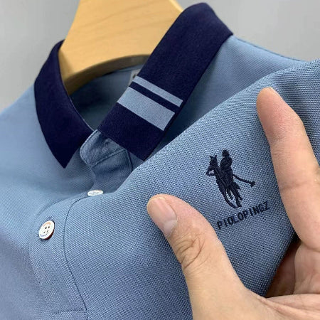 Importé - Polo Brodé Homme Manche Longue Fibres de Coton