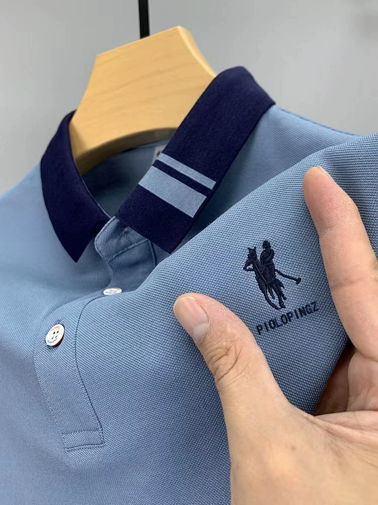 Importé - Polo Brodé Homme Manche Longue Fibres de Coton