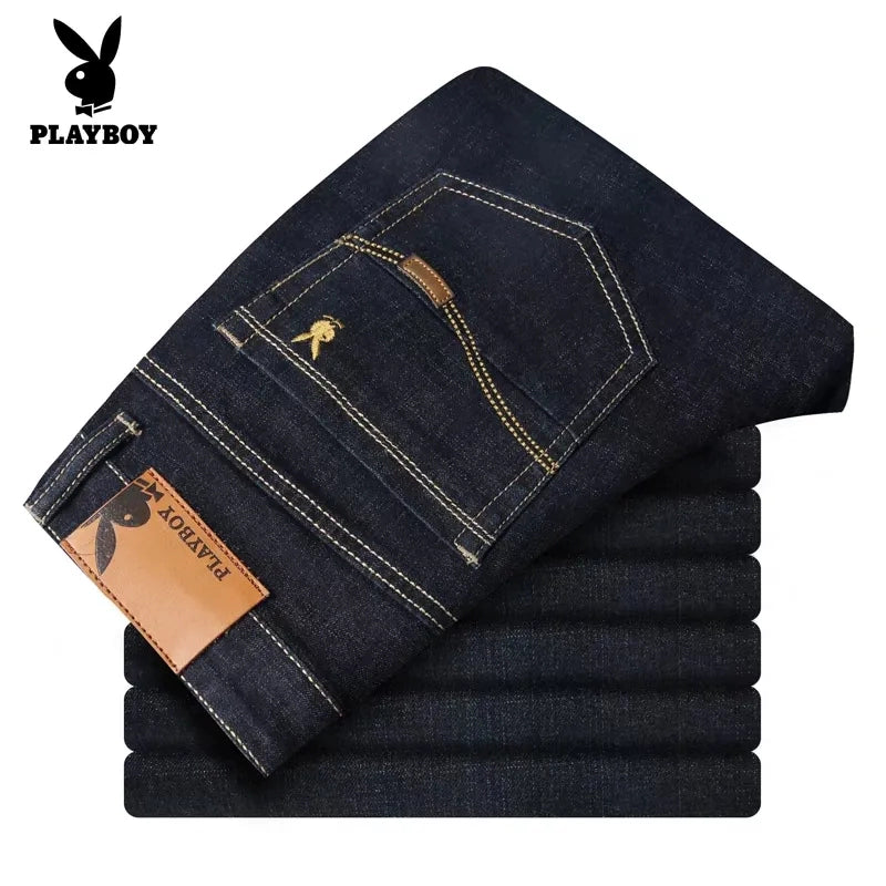 Importé - Playboy Pantalon Jean Coton Stretch Homme Décontracté