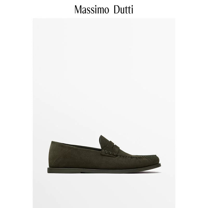 Importé - Massimo Dutti Chaussure Homme Mocassin Rétro Confortable 100% Cuir