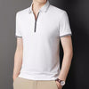 Importé - Polo T-shirt Homme Slim Fit Col Zip en Soie Glacée