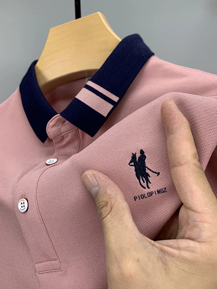 Importé - Polo Brodé Homme Manche Longue Fibres de Coton