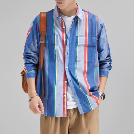 Importé - Chemise Ample Homme Tendance Manches Longues