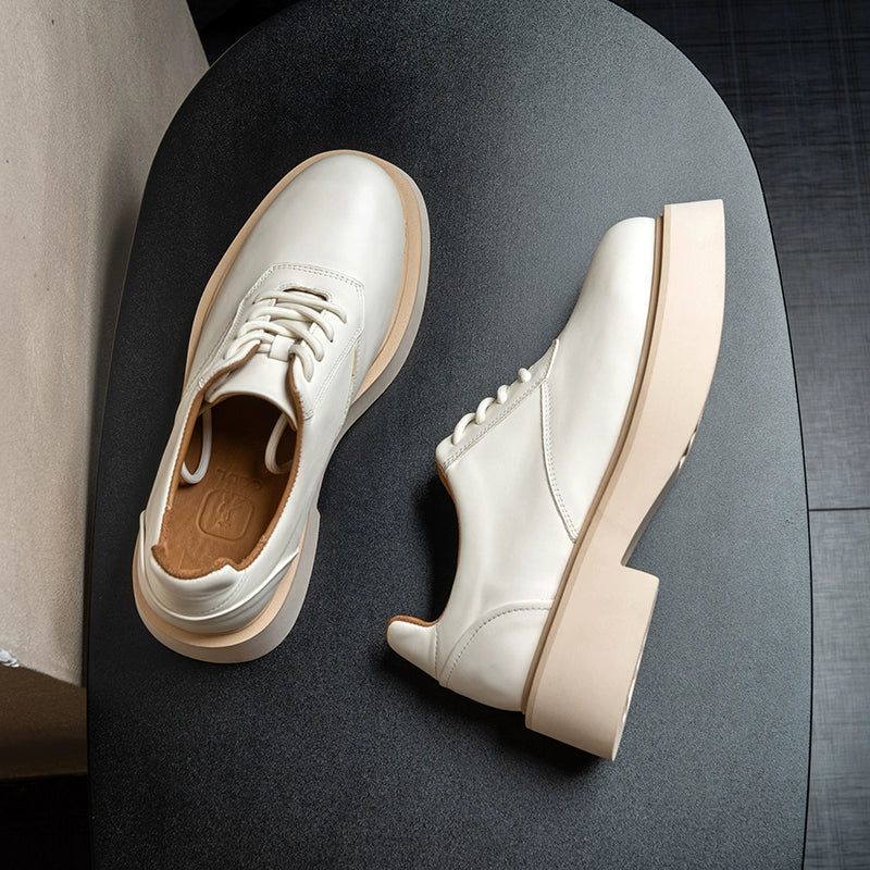 Importé - Chaussure Homme Derby Britanniques En Cuir A Gros Talon