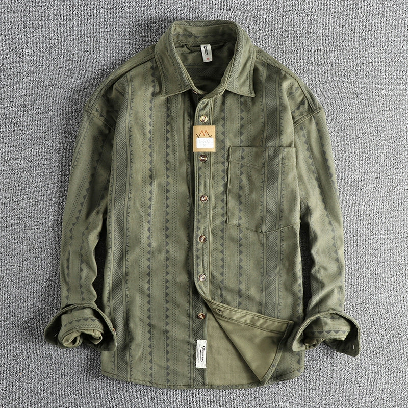 Importé - Chemise Homme 100% Coton Décontractée Manche Longue Style Rétro