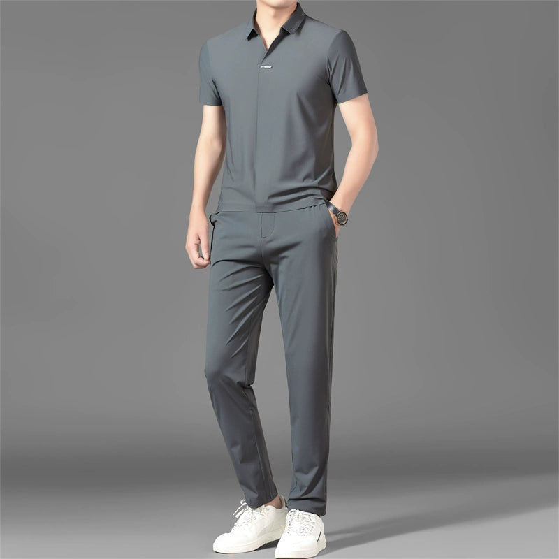 Importé - Ensemble Homme Slim Décontracté Soie Glacé