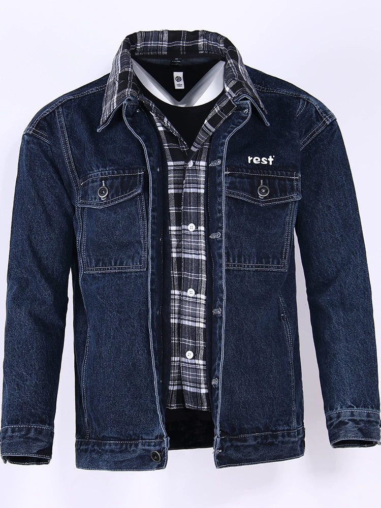 Importé - Jacket Jean  Double Col Homme A Manches Longues