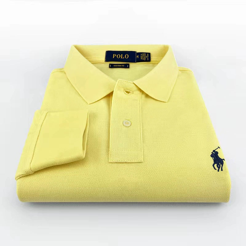 Importé - Polo Pur Coton Homme Décontracté Manche Longue