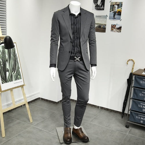 Importé - Ensemble Costume Gris Slim Fit Homme 2 Pièces 2 Boutons
