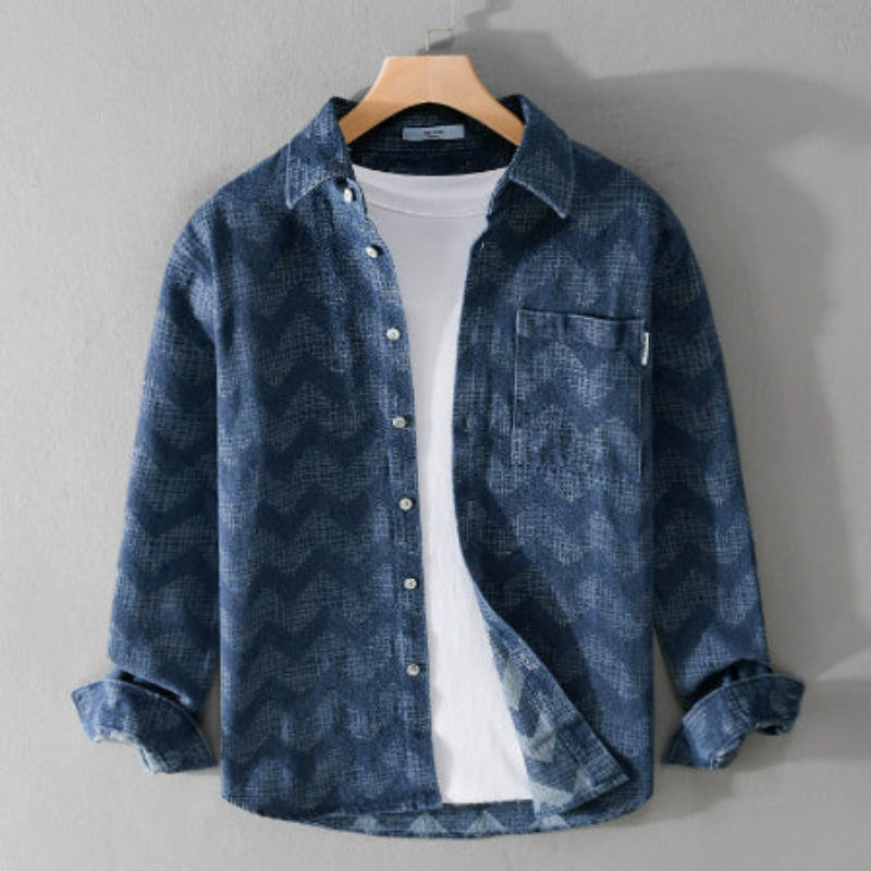 Importé - Chemise Homme Coton Lourd Texturé Manche Longue