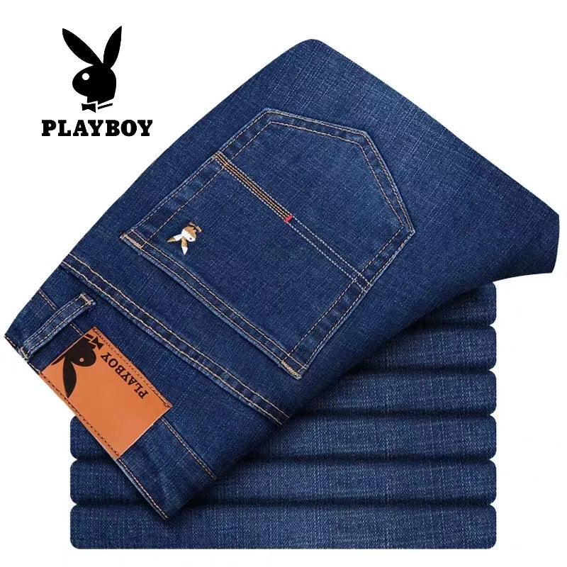 Importé - Playboy Pantalon Jean Coton Stretch Homme Décontracté