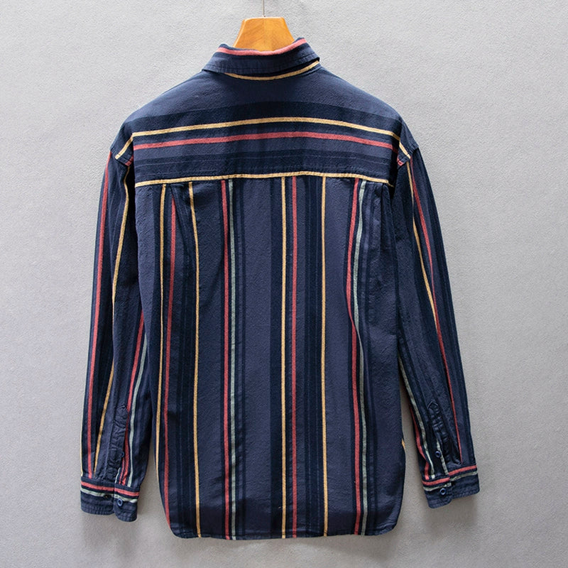 Importé - Chemise  En Coton Homme A Rayures Manches Longues