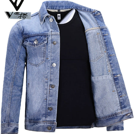 Importé - Jacket Veste Jean Homme A Manches Longues En Pur Coton