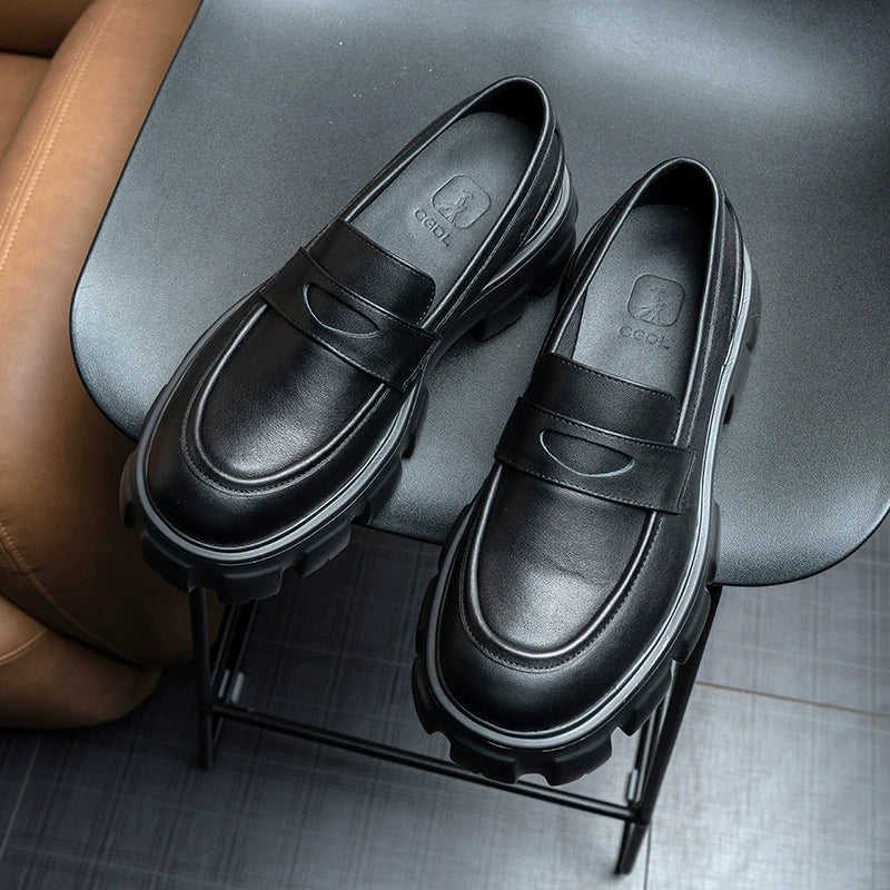 Importé - Chaussure Homme Mocassin Semelle Epaisse Tendance En Cuir Verni