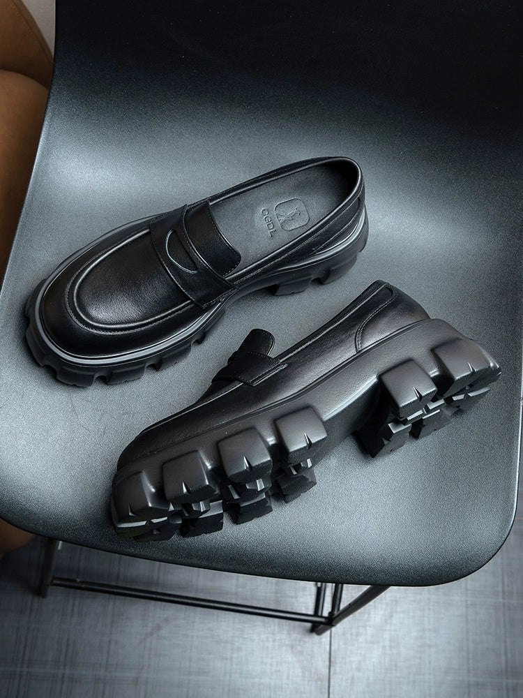 Importé - Chaussure Homme Mocassin Semelle Epaisse Tendance En Cuir Verni