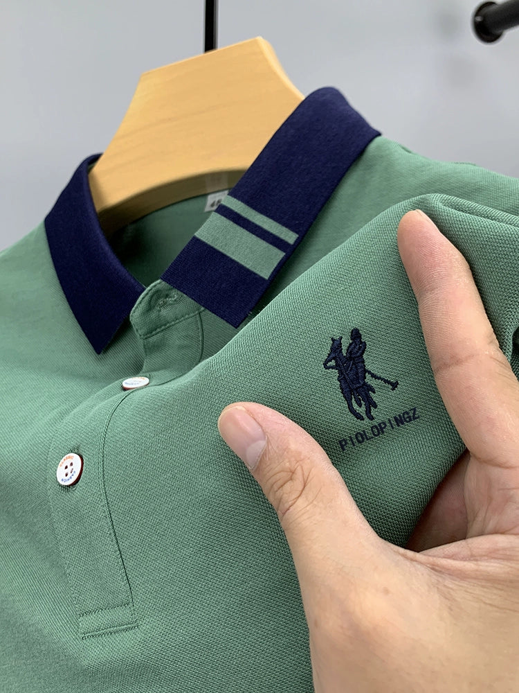 Importé - Polo Brodé Homme Manche Longue Fibres de Coton