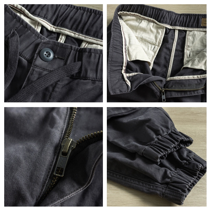 Importé - Pantalon Cargo Pur Coton Homme Rétro Décontracté