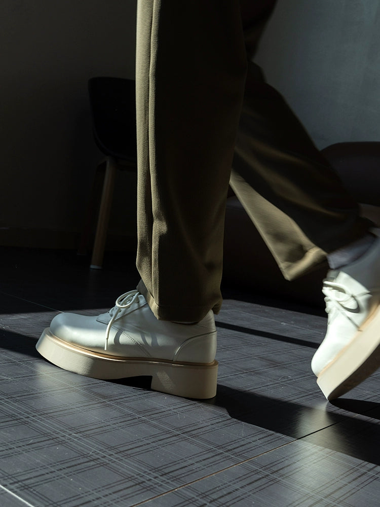 Importé - Chaussure Homme Derby Britanniques En Cuir A Gros Talon