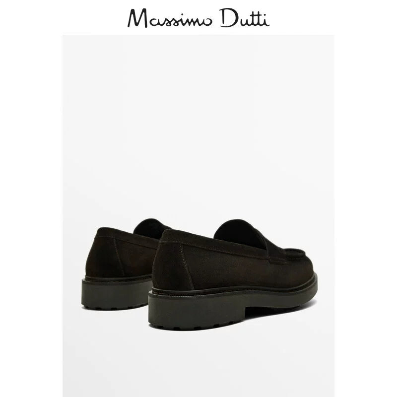 Importé - Massimo Dutti Chaussure Homme Mocassin Confortable 100% Cuir Daim