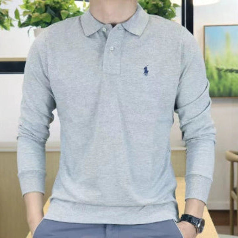 Importé - Polo Pur Coton Homme Décontracté Manche Longue