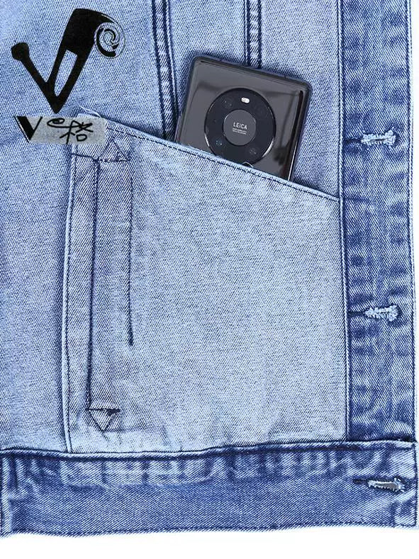 Importé - Jacket Coton Jean Homme Décontractée Manche Longue