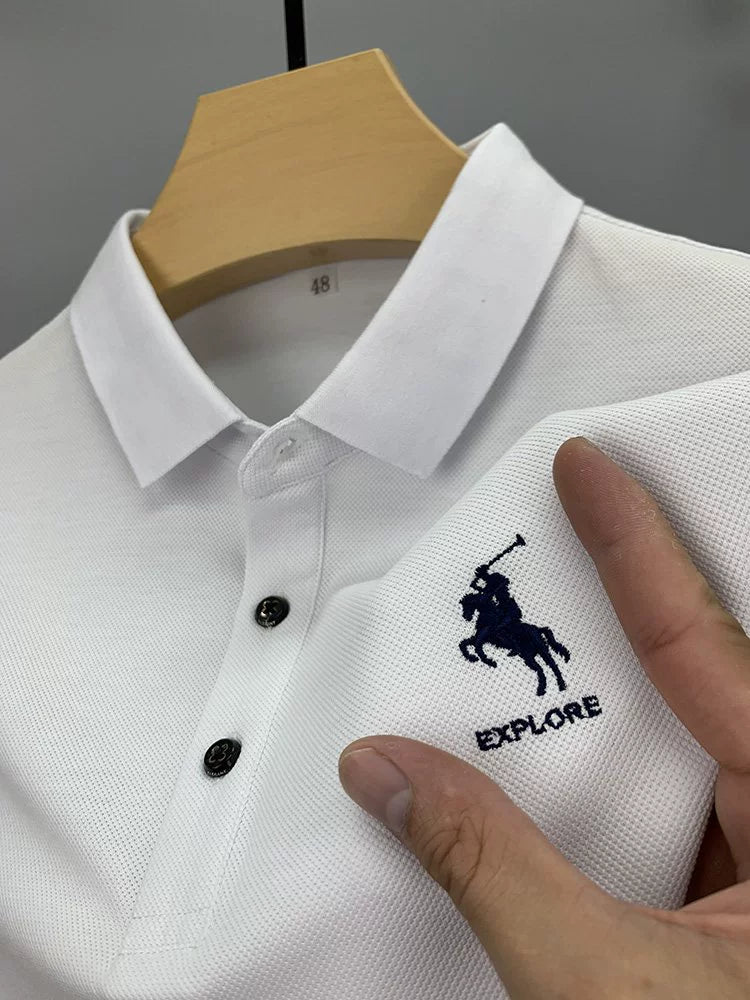 Importé - Polo Brodé Homme Manche Longue Fibres de Coton