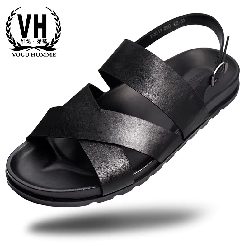 Importé - Chaussure Hommes Sandales A Lanières En Cuir