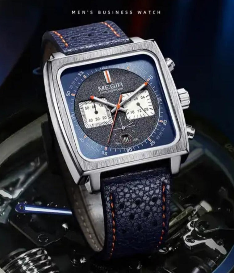MEGIR Montre Homme Chronographe Dateur à Quartz Bracelet Cuir