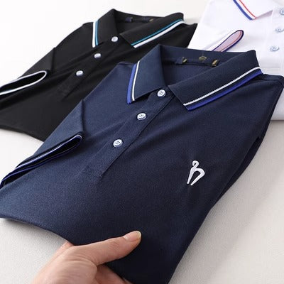 Importé -  T-Shirt Polo Brodé en Coton Homme Manche Courte