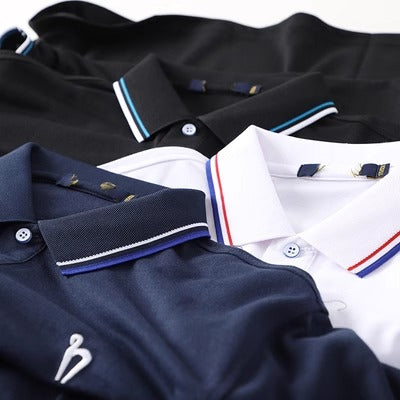 Importé -  T-Shirt Polo Brodé en Coton Homme Manche Courte