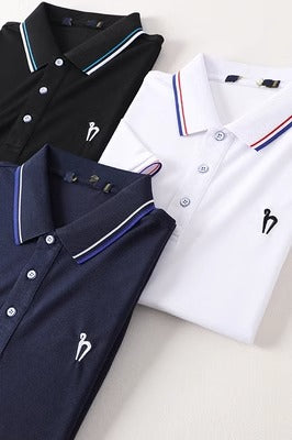 Importé -  T-Shirt Polo Brodé en Coton Homme Manche Courte