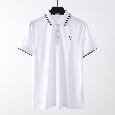 Importé -  T-Shirt Polo Brodé en Coton Homme Manche Courte