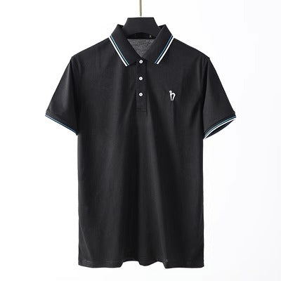 Importé -  T-Shirt Polo Brodé en Coton Homme Manche Courte