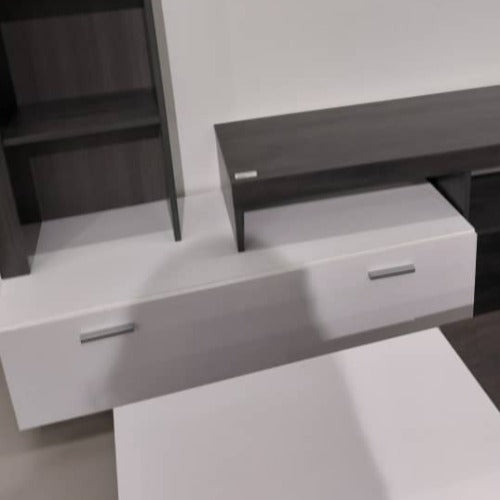 MEUBLE TV AVEC RANGEMENTS OPAQUE BLANC