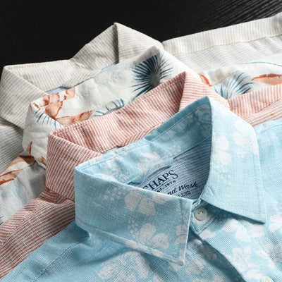 Importé - Chemise Homme Rétro Décontractée A Manches Courtes En Lin