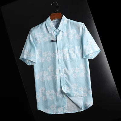 Importé - Chemise Homme Rétro Décontractée A Manches Courtes En Lin