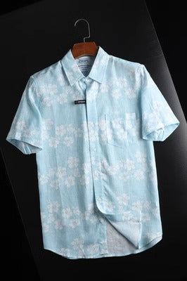 Importé - Chemise Homme Rétro Décontractée A Manches Courtes En Lin