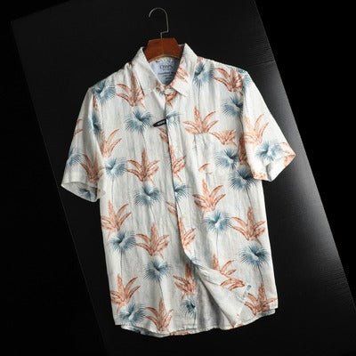 Importé - Chemise Homme Rétro Décontractée A Manches Courtes En Lin