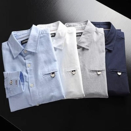 Importé - Chemise Homme Vintage Coton Oxford Manche Longue