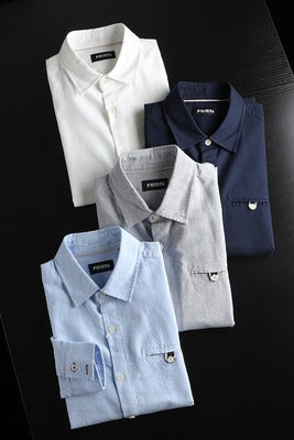 Importé - Chemise Homme Vintage Coton Oxford Manche Longue